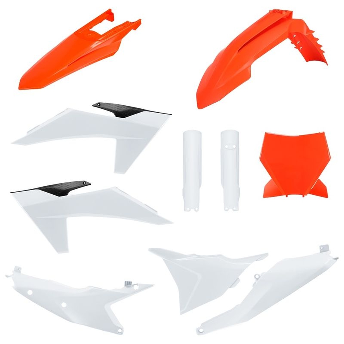 POLISPORT kompletní sada plastů (FULL KIT) KTM SX/SX-F/XC/XC-F 23-24 v sadě tabulka přední (8672000002) a kryty tlumičů (8352500001) barva oranžová