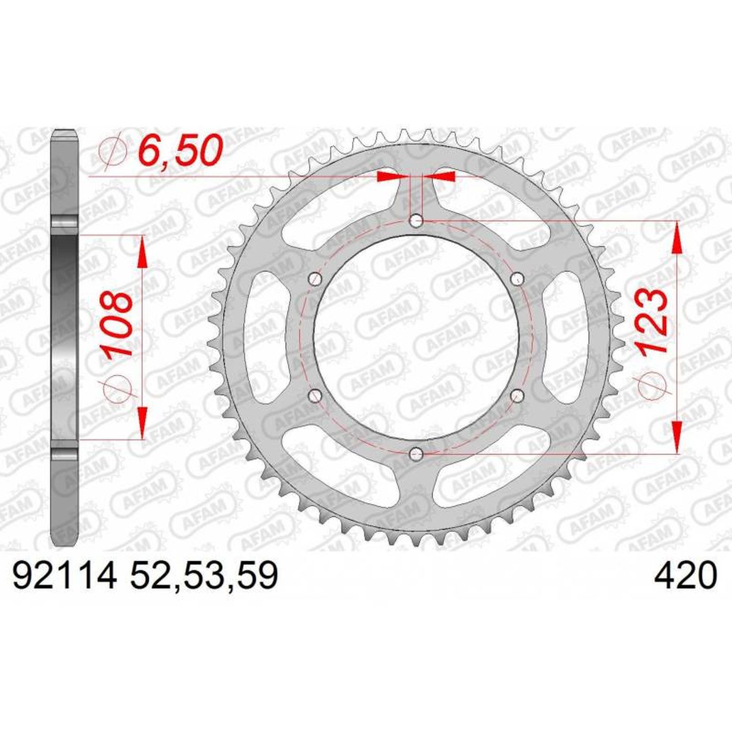 AFAM řetězové kolečko zadní 4412 52 APRILIA RS 50 '06-'14, DERBI GPR 50 '04-'13, SENDA SM 50 '07-'12 (řetěz 420) (JTR1133.52)
