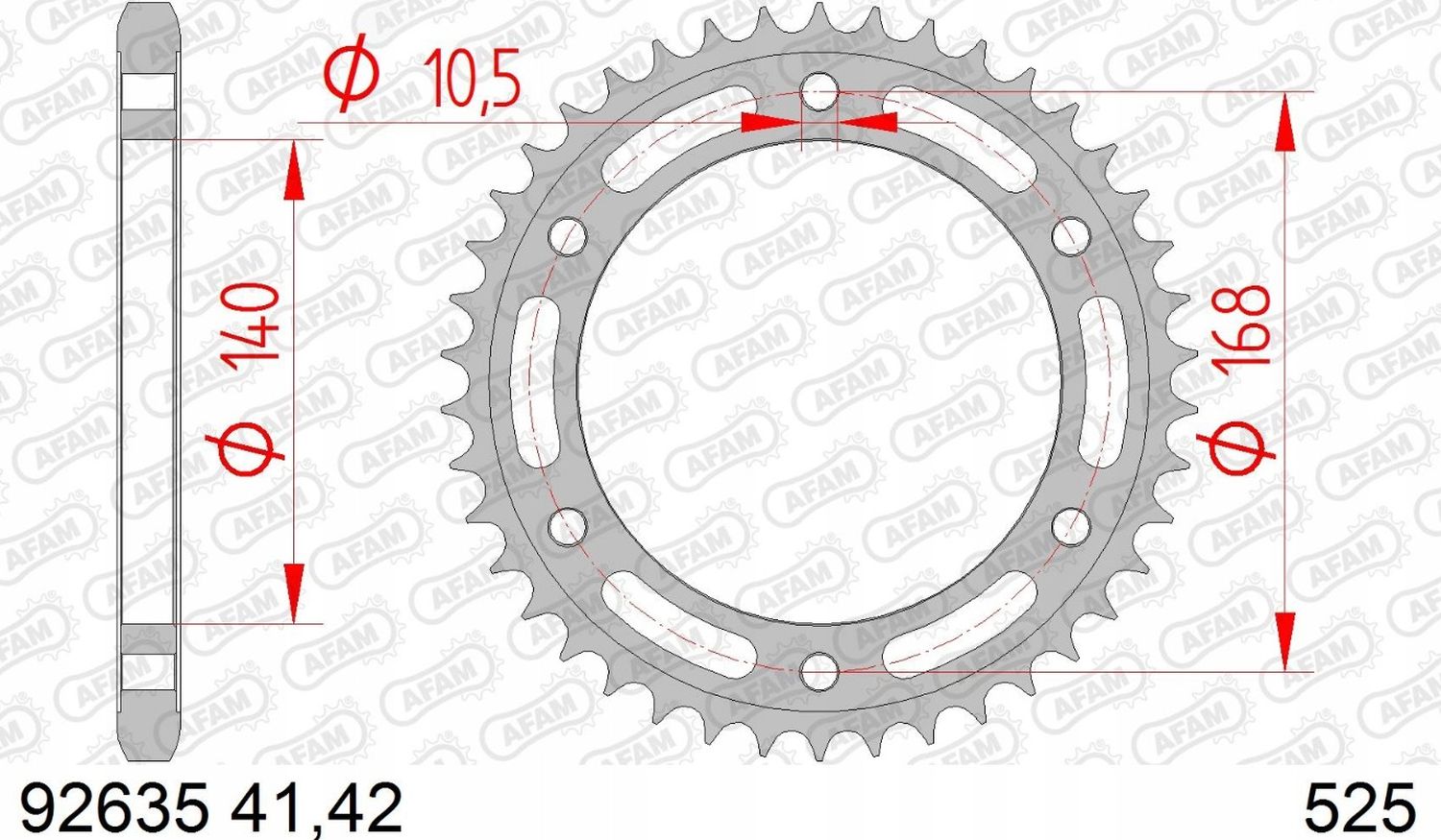 AFAM rear sprocket 4613 41 BMW F 650 GS '09-'12, F800GS 08-18 (-1) (chain 525) (JTR3.41)