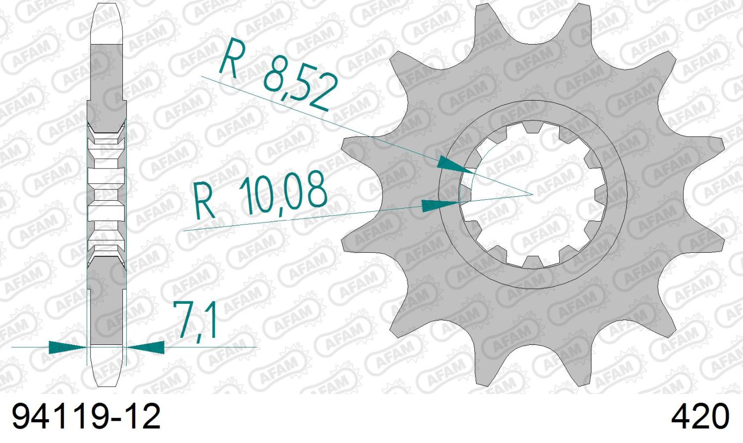 AFAM front sprocket 600M 12 AM6 engine (JTF1120.12) (chain 420)