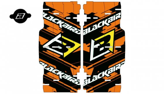 BLACKBIRD samolepky na kryt chladiče RAD LOUVER DECALS SX/SXF 07-10 barva černá/oranžová (BLACKBIRD samolepky na kryt chladiče RAD LOUVER DECALS)