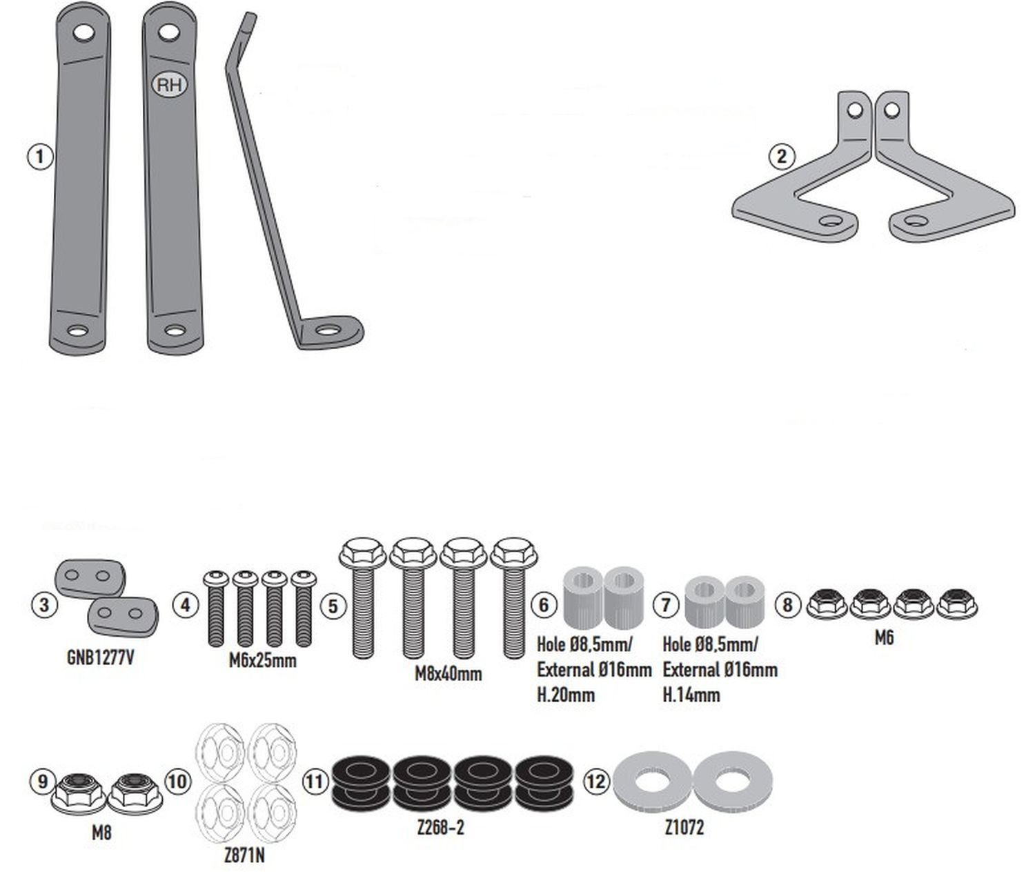 KAPPA windscreen bracket 440AK / 441AK KYMCO AGILITY 50 / 125 / 150 / 200 R16+ '14-'26, AGILITY 125 S '22-'26