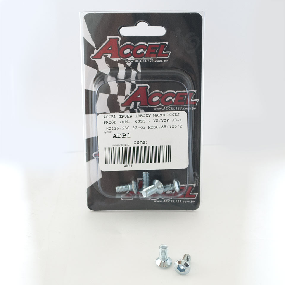 Levně ACCEL šrouby brzdového kotouče přední (komplet 6kusů-M6) YZ/YZF 90-14, KX 125/250 92-03, RM 80/85/125/250 93-14 zadní YZ 125/250 90-97,KX 125/250 92