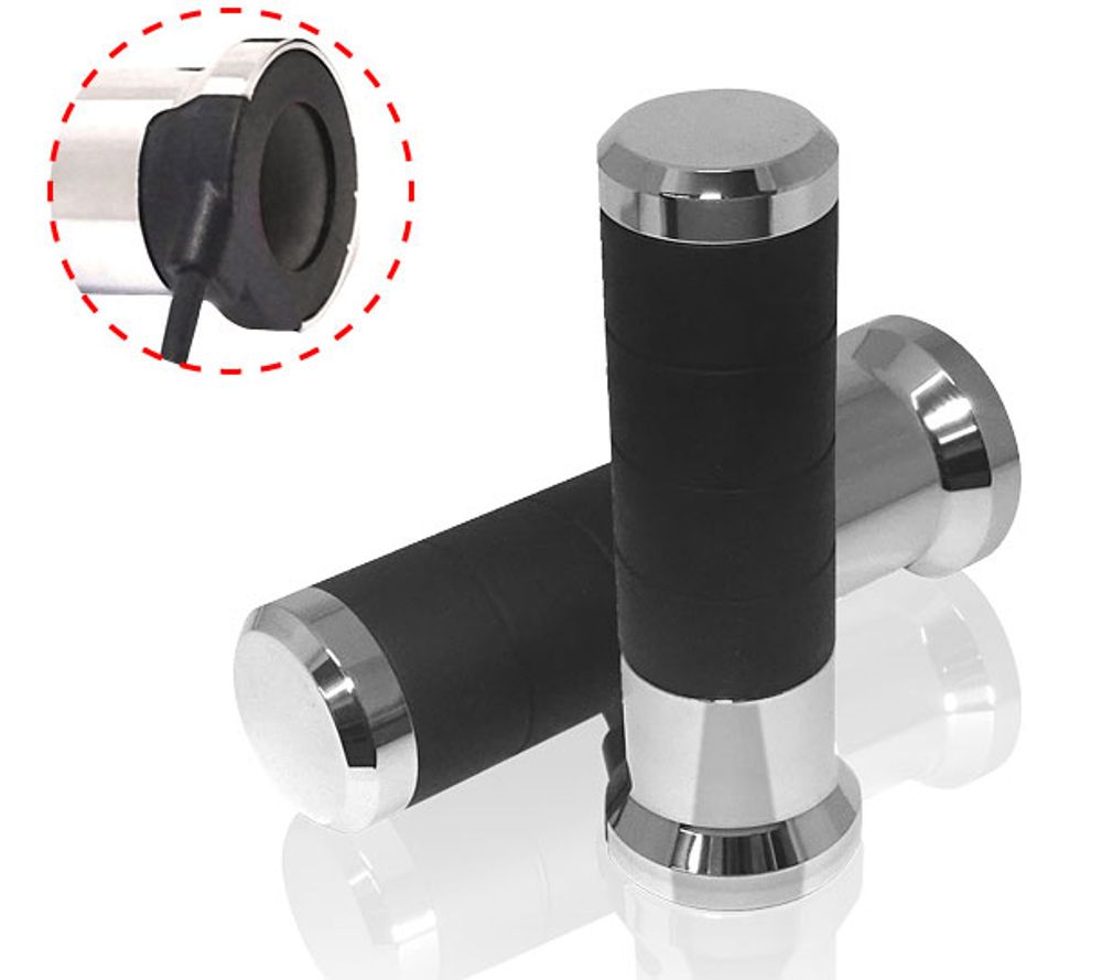 KOSO grips heatedcontrollerem (22mm/25mm 7/8-1`) length- 120mm ) lcd displej - 5 heating levels (el) paint chrome (AX065MH0)