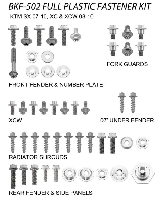 ACCEL sada šroubů do kapotáže KTM SX 125/250 07-10 (BKF-502) (ACCEL sada šroubů do kapotáže KTM SX 125/250 07-10 (BKF-502))