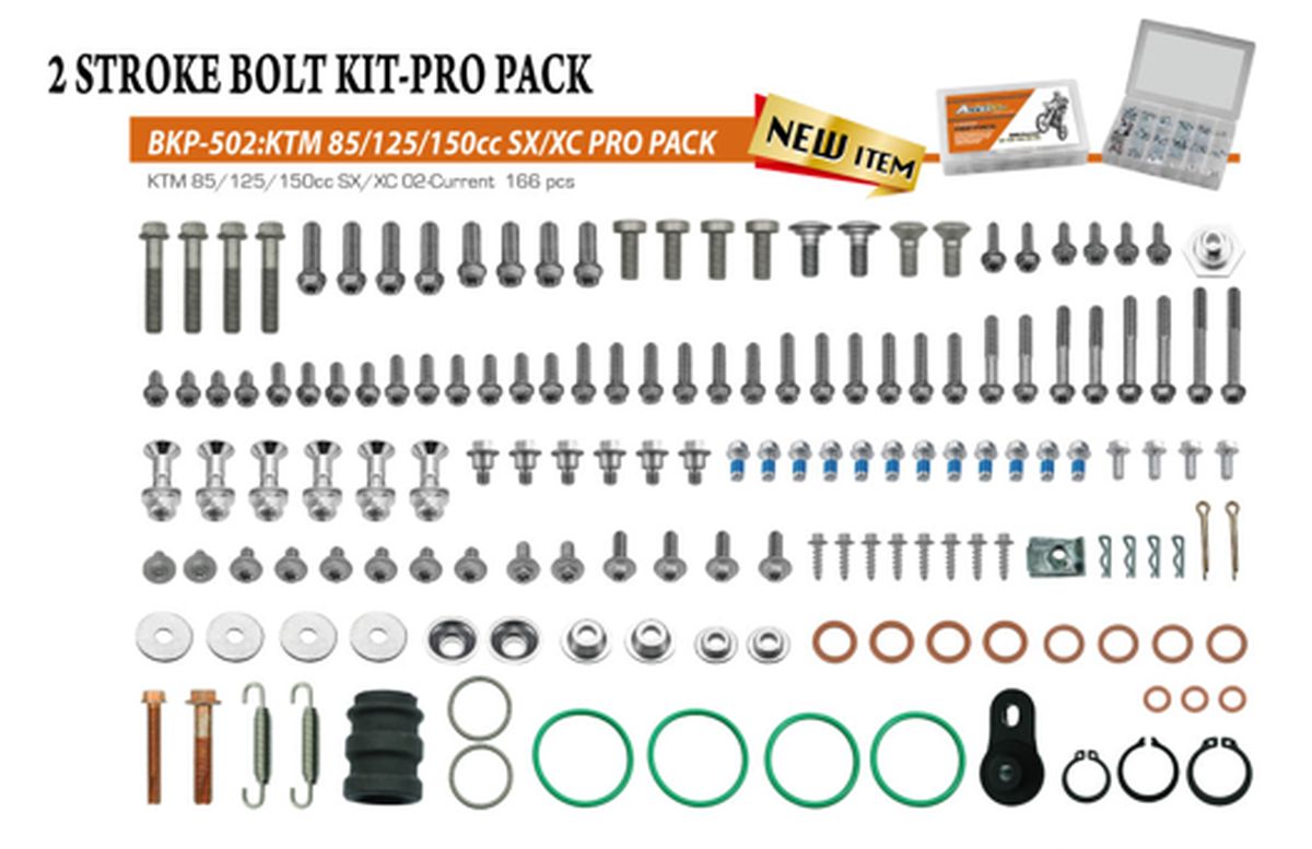 ACCEL sada šroubů PRO PACK FACTORY 2T (velký) KTM SX/XC 85/125/150 02 (ACCEL sada šroubů PRO PACK FACTORY 2T (velký) KTM SX/XC 85/125/150 02)