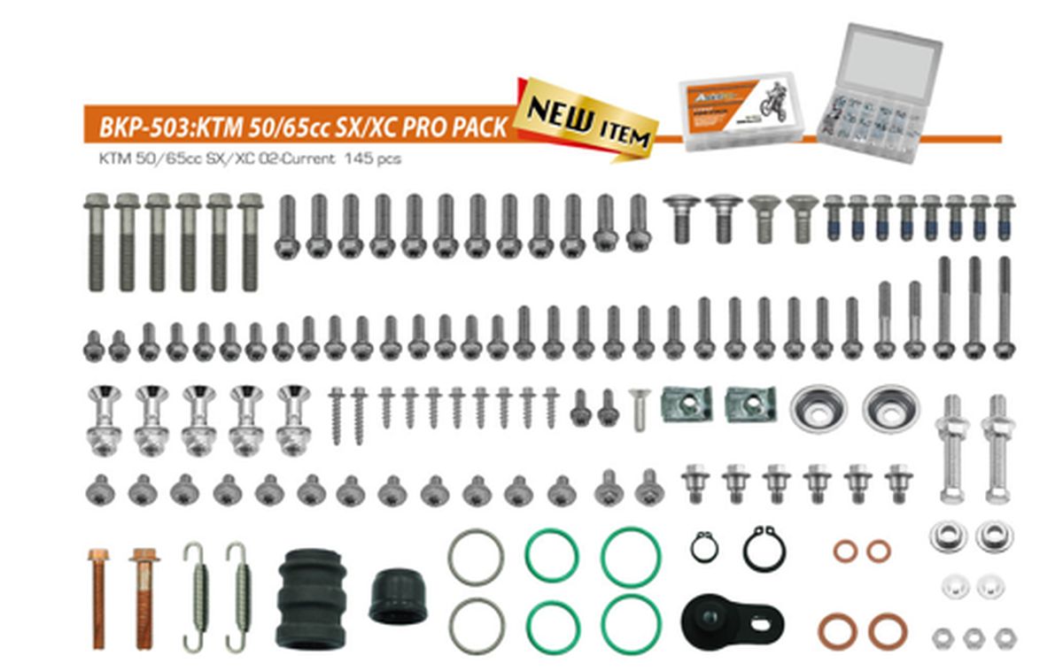ACCEL sada šroubů PRO PACK FACTORY 2T (velký) KTM 50/65 SX/XC 02 (ACCEL sada šroubů PRO PACK FACTORY 2T (velký) KTM 50/65 SX/XC 02)