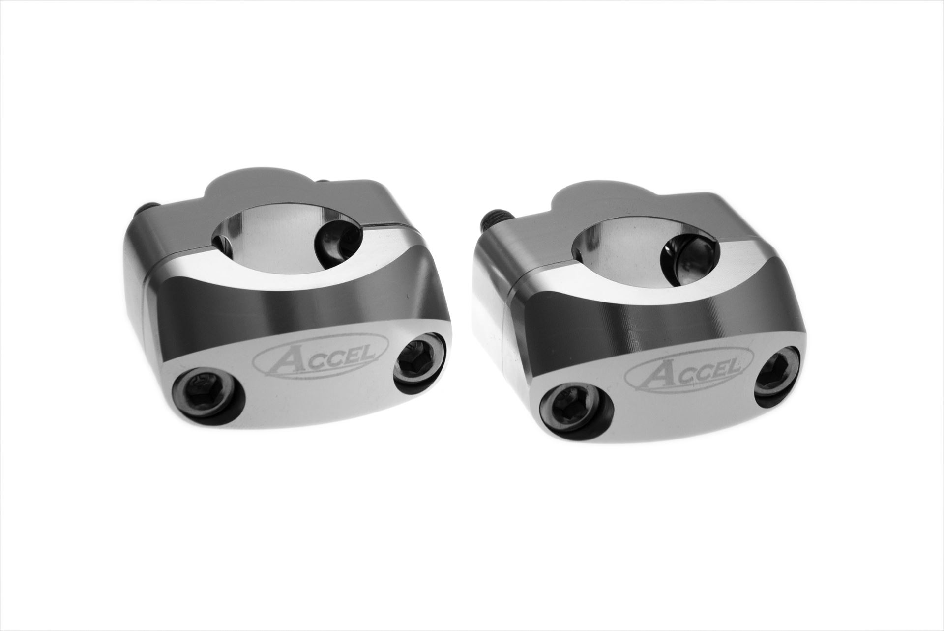 ACCEL držáky/zvedáky na řidítka (spodní-22,2/horní-22,2mm) výška 20mm barva stříbrná (BM-34SV22/22)