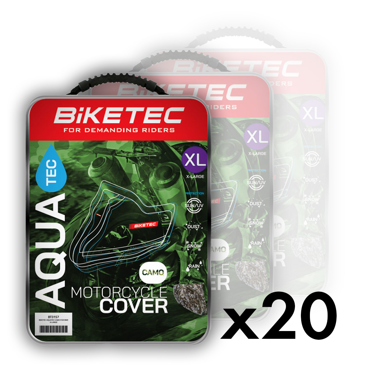 Levně BIKETEC balíček 20 (krycích) vodotěsných obalů AQUATEC na motorku barva černá/šedý rozměr S (BIKETEC balíček 20 (krycích) vodotěsných obalů AQUATEC)