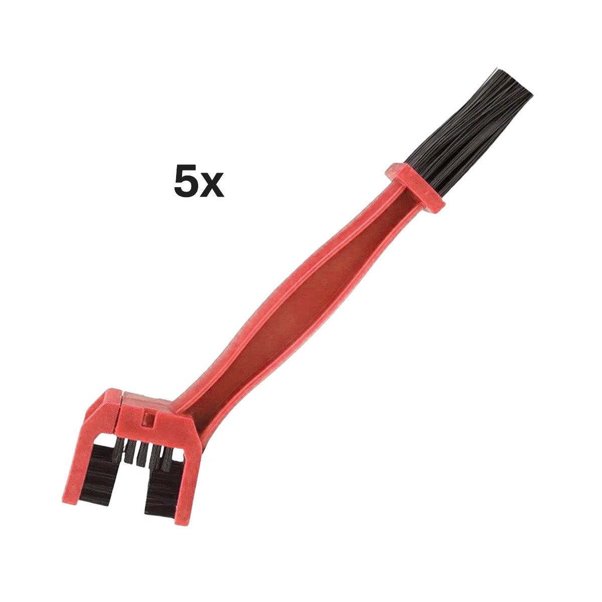 BIKETEC sada 5 ks kartáčů na čištění řetězu 25,6CM X 6CM X 3,2CM barva červená