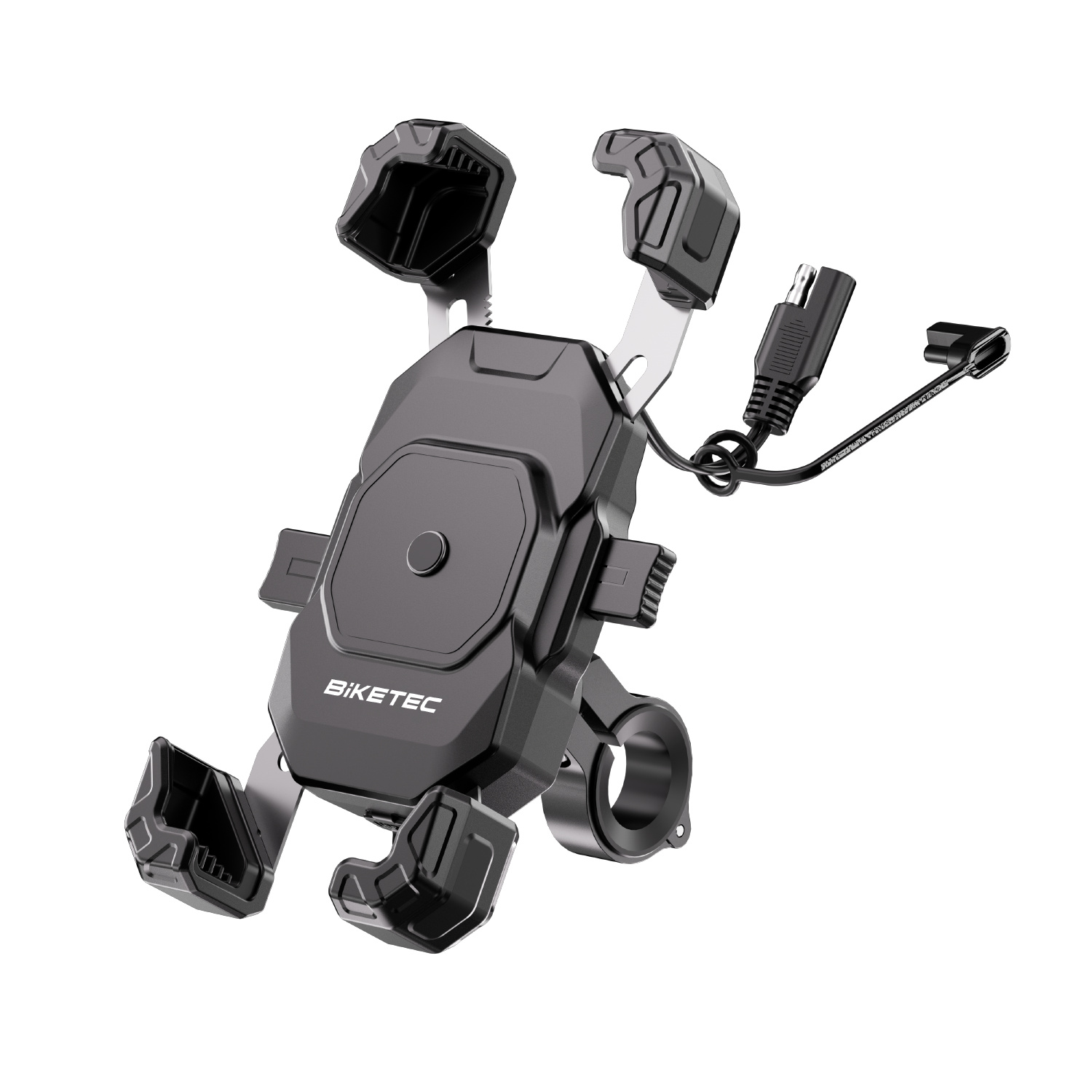 Levně BIKETEC PRO rukojeť/montáž motocyklový na telefon DUAL s indukční nabíječkou i USB-C (EL) (BIKETEC PRO rukojeť/montáž motocyklový na telefon DUAL s)