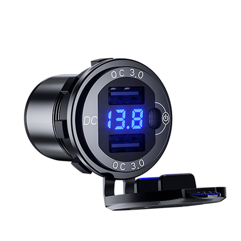 Levně BIKETEC PRO zásuvka motocyklové 2X USB-A 3.0 QC s voltmetrem, doplňkový spínač (EL) (BIKETEC PRO zásuvka motocyklové 2X USB-A 3.0 QC s voltmetrem,)