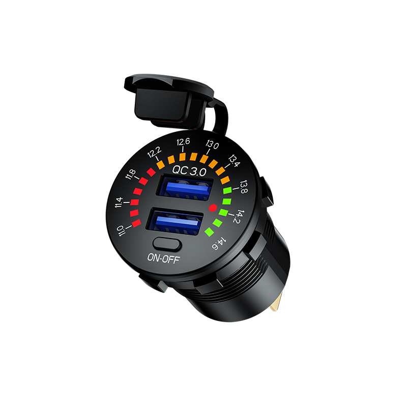 Levně BIKETEC PRO zásuvka motocyklové 2X USB 3.0 QC s voltmetrem (EL) (BIKETEC PRO zásuvka motocyklové 2X USB 3.0 QC s voltmetrem (EL))
