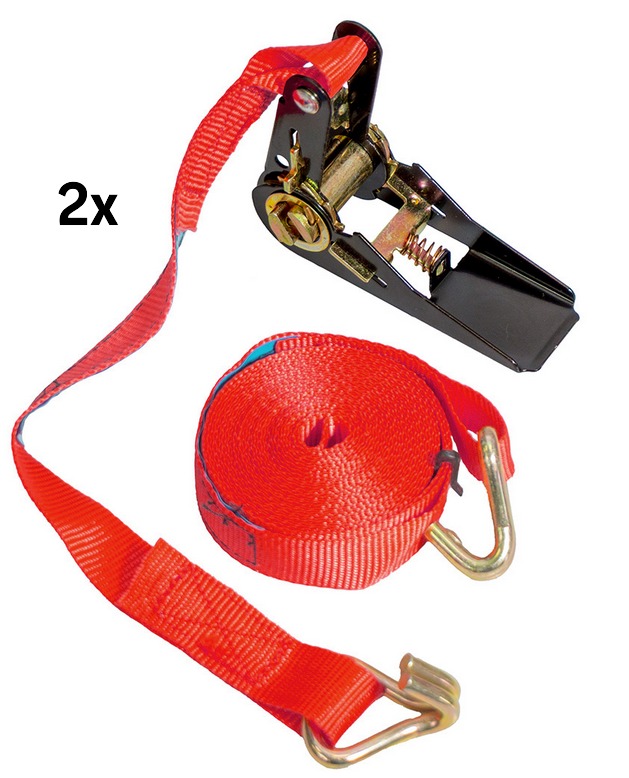 BIKETEC přepravní popruhy (sada 2 kusy) 25mm x 5m zatížení do 500kg, barva červená