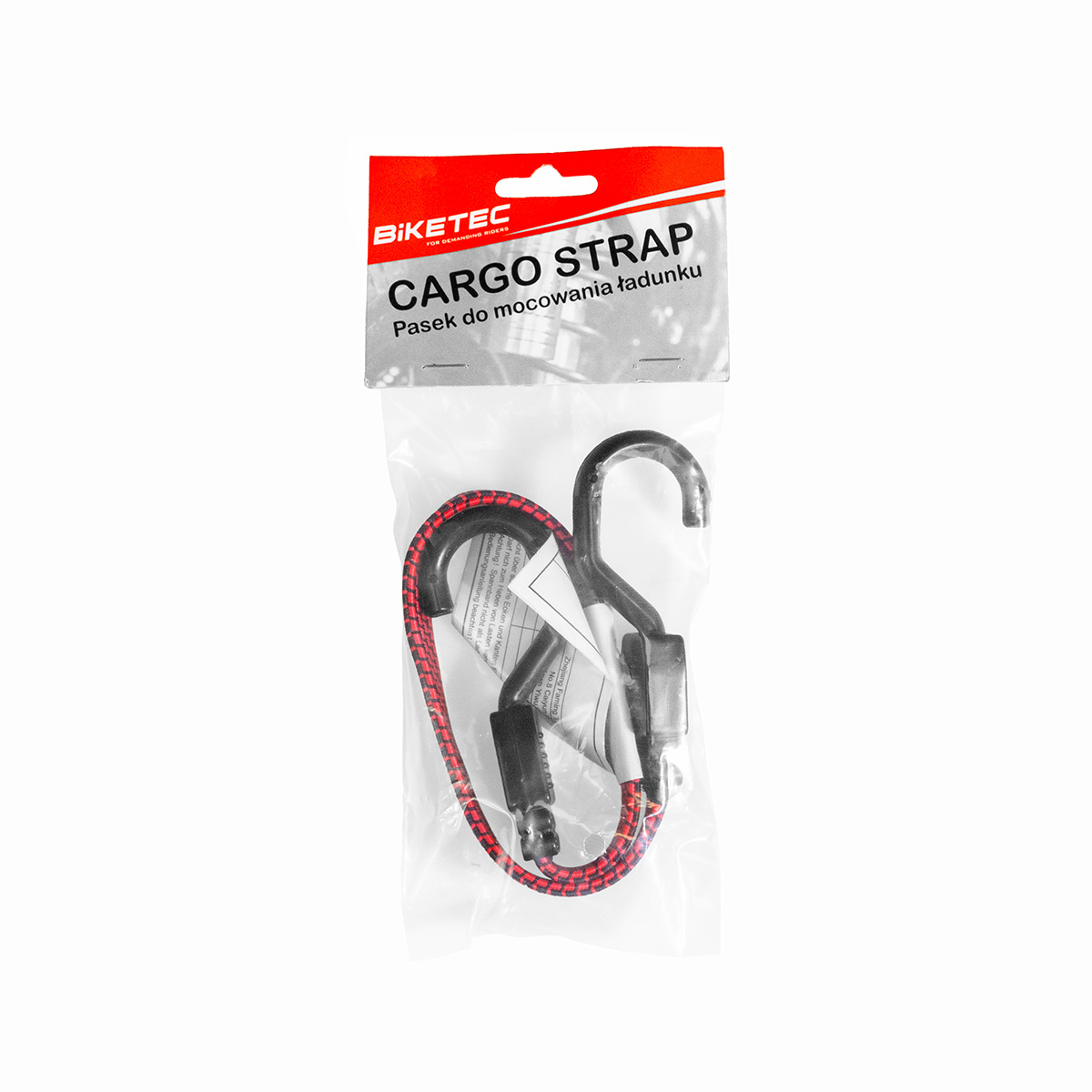 BIKETEC popruh pro upevnění zavazadel (expandér) model BUNGEE 17mm X 50cm, barva červená