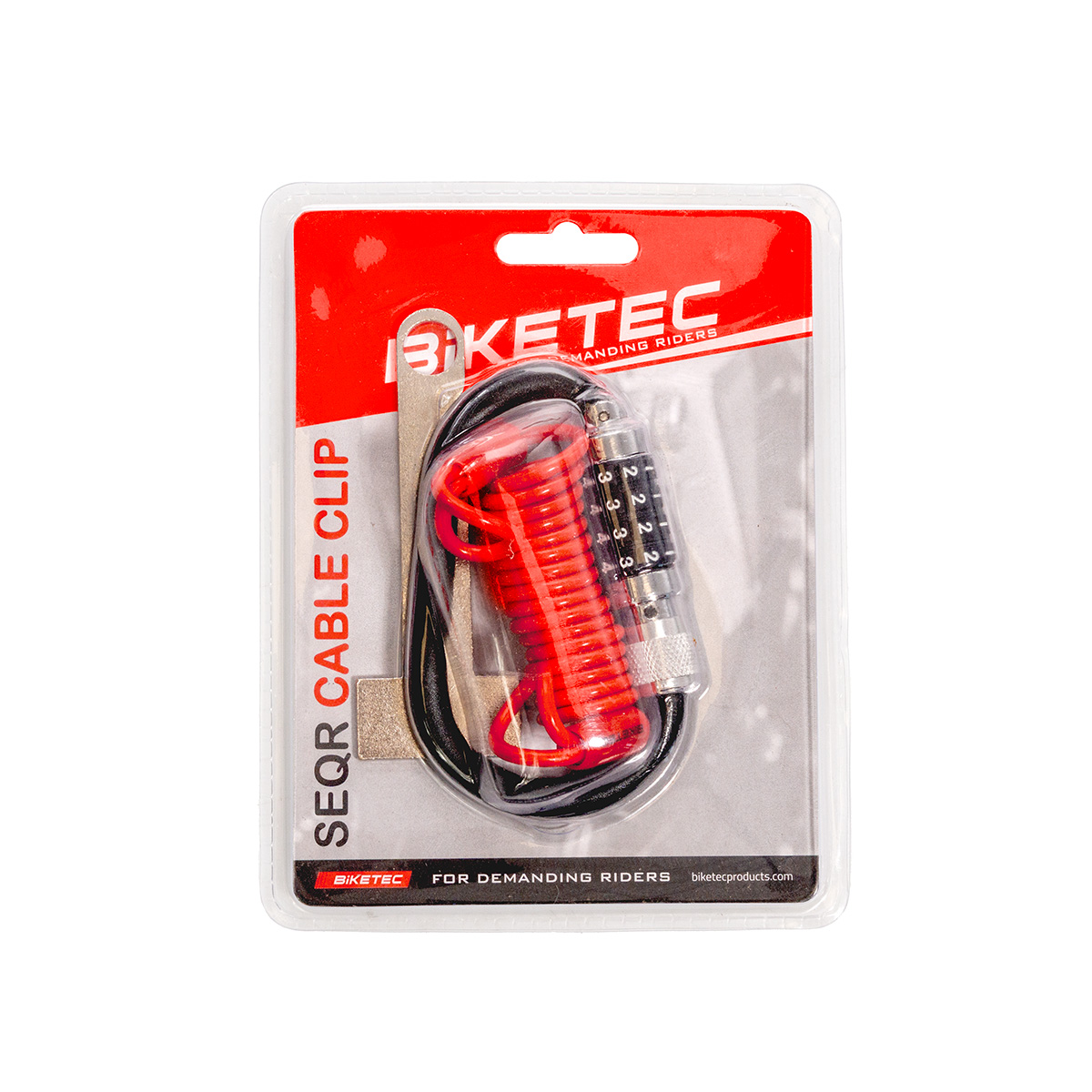 BIKETEC SEQR bezpečnostní KABLOWE do helmy nebo ODZIEŻY, rozměr: lanko 4mm, 1,2M, zámek na kód 4 digitální (možnost RESETU KOMBINACJI)