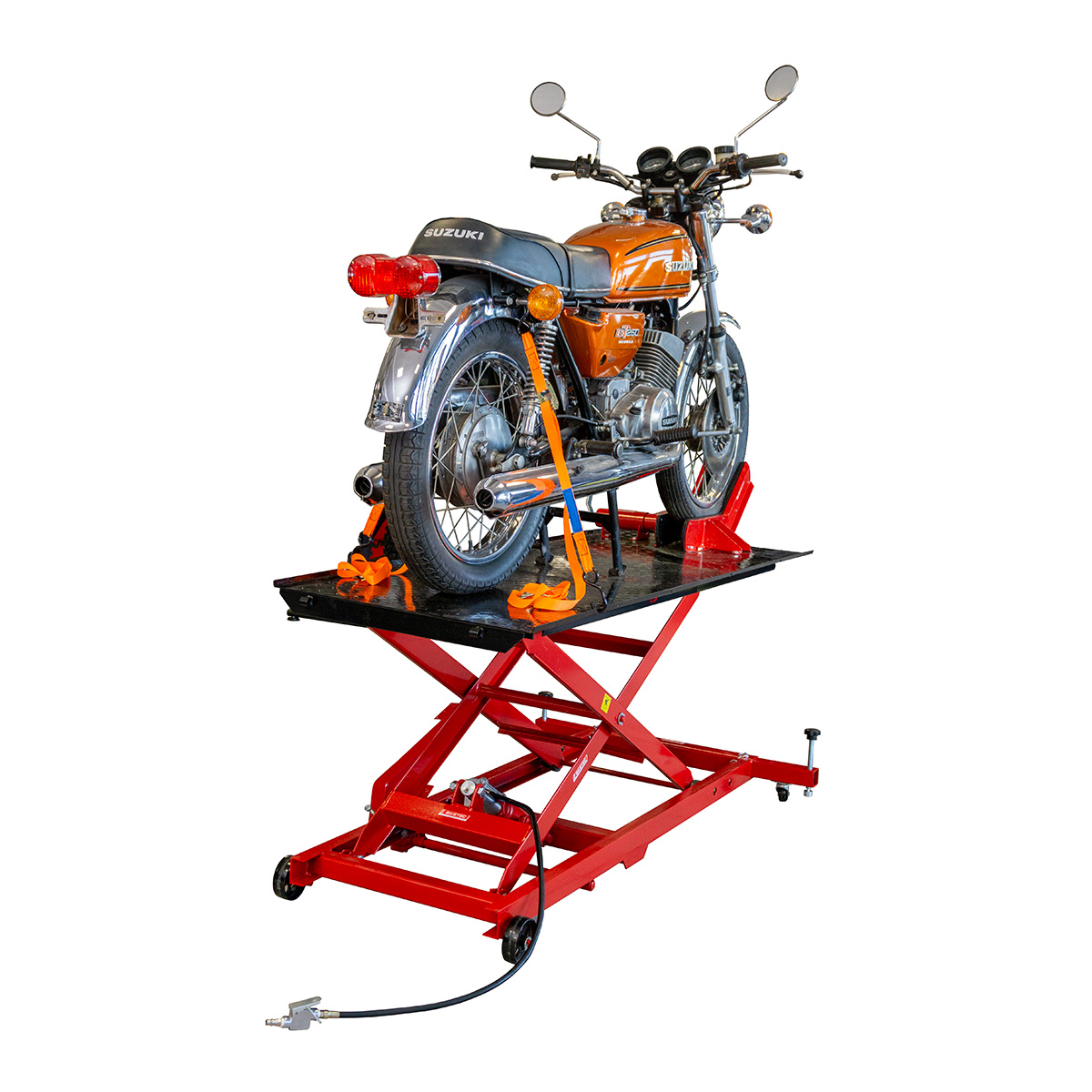 Levně BIKETEC dílna zvedák/zdvihák s dvojitýM systémem zvedací PNEUrohožeCZNO-hydraulickýM plošinový do MOTO, stůl 1800X660mm do 450KG (BIKETEC dílna)