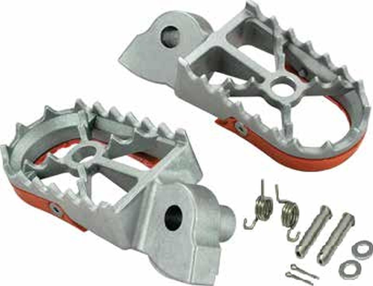 BUZZETTI stupačky řidiče KTM SX 50 14-22; SX 65 11-22; SX 85 03-17; SX/SXF 125/250/350/450 98-16 ( nerez v kompletu s montážní sadou 2 pružiny, 2