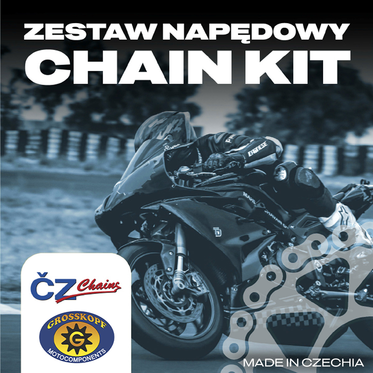 CZ Complete Drive Kit KTM '90-'26, HUSQVARNA '14-'26, GAS GAS '21-'26, HUSABERG '11-'14 (CAUTION! CHAIN MAY REQUIRE SHORTENING) (12/50/520ORMX-118GL) (GROSSKOPF Steel Sprockets, CZ ORMX Gold Chain, Link)