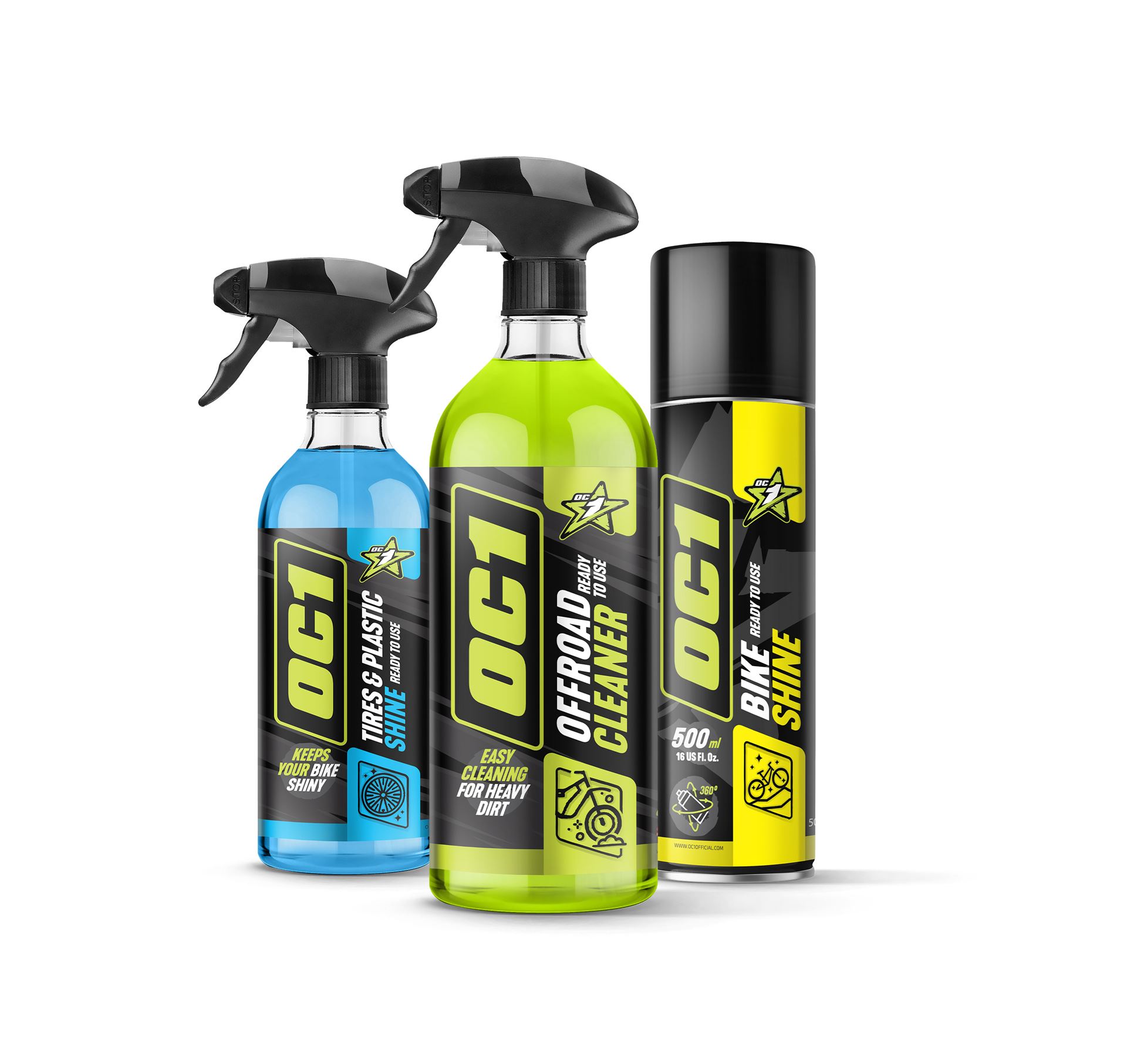 OC1 sada OFFROAD MUST HAVE OFFROAD CLEANER 0,95L + TIRES & PLASTIC SHINE 0,45L + BIKE SHINE 500ML