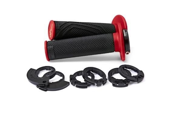Tomino grips (gripy) off road D-LOCK 2t / 4t (with gas adapters - KTM, HUSQVARNA, gasgas, HONDA, KAWASAKI, SUZUKI, YAMAHA and inne) colour black/red (D20046C4042H8-0)