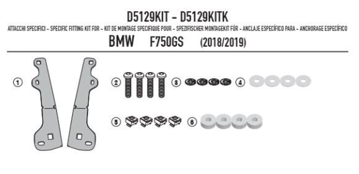 KAPPA upevnění štítu KD5127S, KD5127ST a KAF5127 BMW F 750GS (18-23) F 800 GS (24-25)