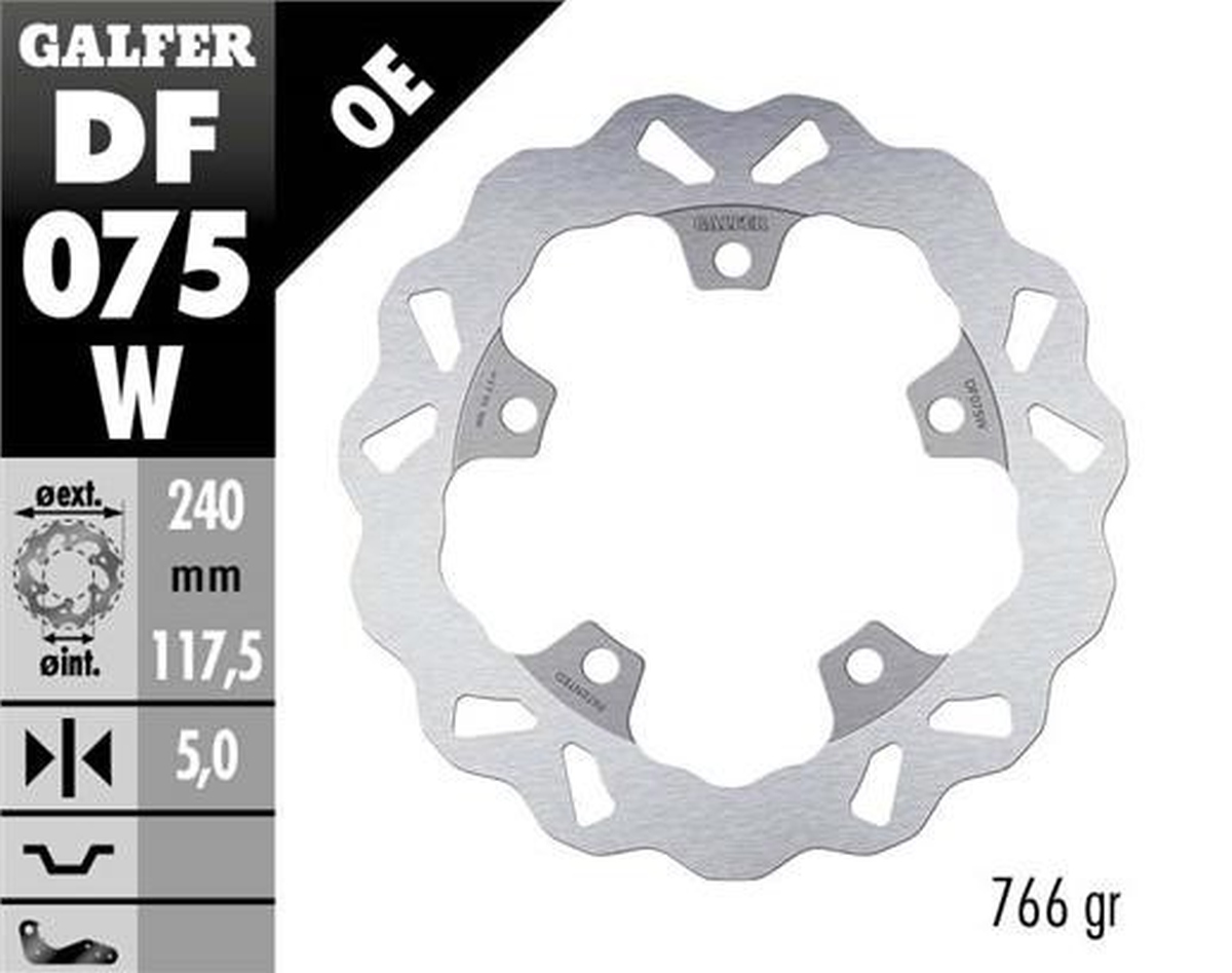 GALFER brzdový kotouč zadní HONDA CTX 750N (ABS) 13-; NC 700S/X (ABS) 12-14; NC 750S/X (ABS) 14-; BMW G 310R/GS 16- (WAVE FIXED) (240X117X5mm)
