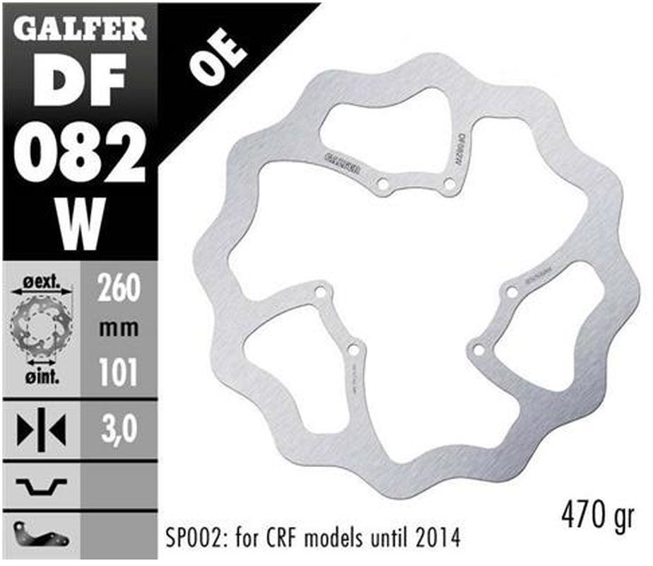 GALFER přední brzdový kotouč HONDA CRF 250R/300R/450R/RX/L/RS 15- WAVE (260X101X3mm)