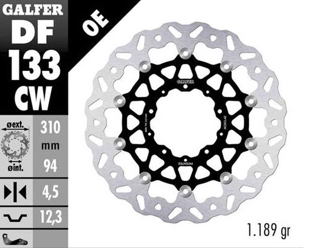 GALFER brzdový kotouč přední HONDA FORZA 750 21-23; CB 1000R 18-23; NT 1100 22-23 (WAVE FLOATING) (310X94X4,5mm)