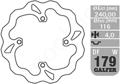 GALFER brzdový kotouč zadní KAWASAKI KX 125/250 03-, KX 250F/450F 04-19, SUZUKI RM 250Z 04-06 WAVE (240X116X4mm)