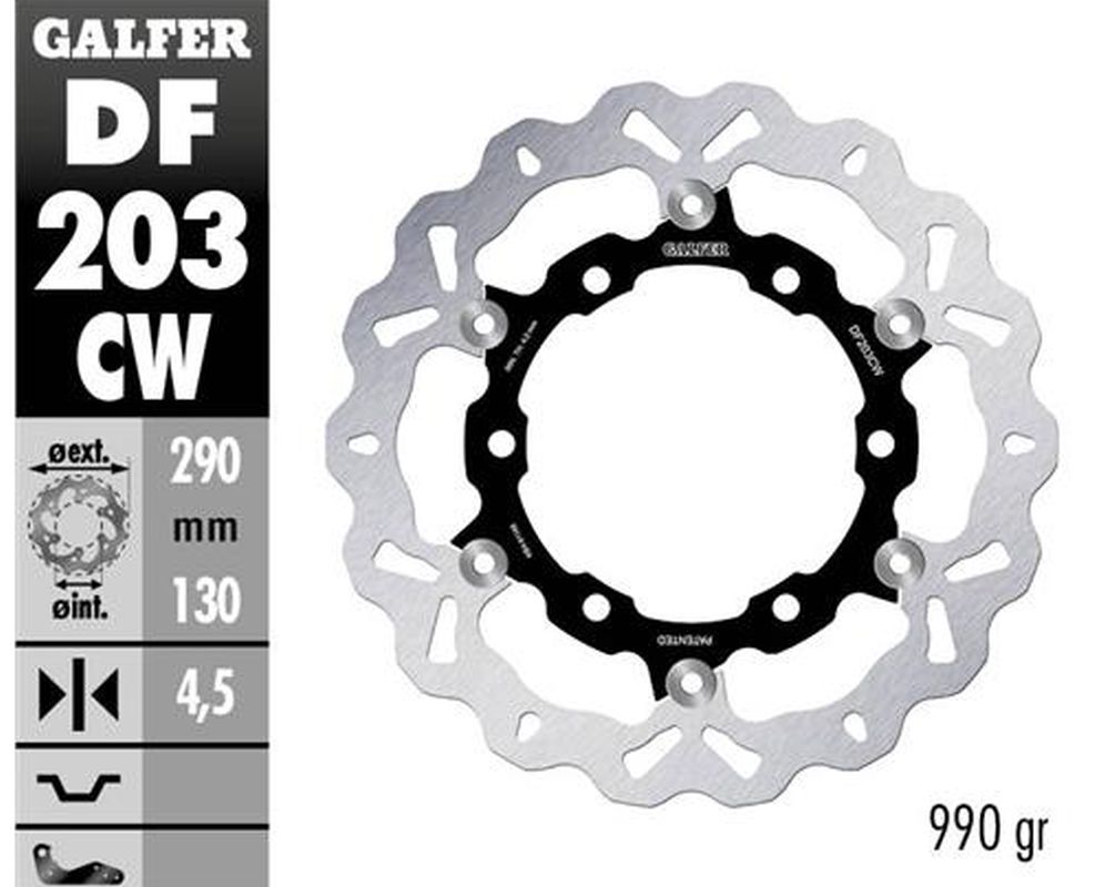 GALFER přední brzdový kotouč KAWASAKI NINJA 250R 08-12, ZX25R 20-21 (290X130X4,5 mm) prostředek hliníkový (990 GRAM)