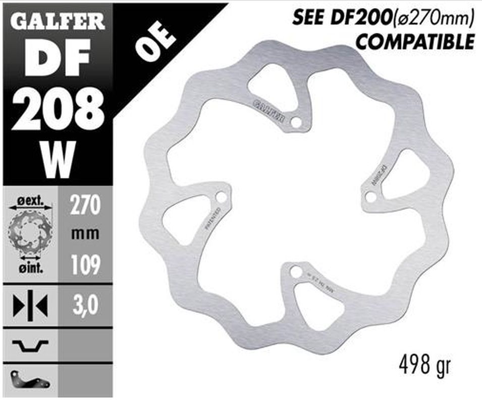 GALFER přední brzdový kotouč KAWASAKI KX 250F/450F 15-, KX 250X/450X 21- WAVE (270X109X3mm)