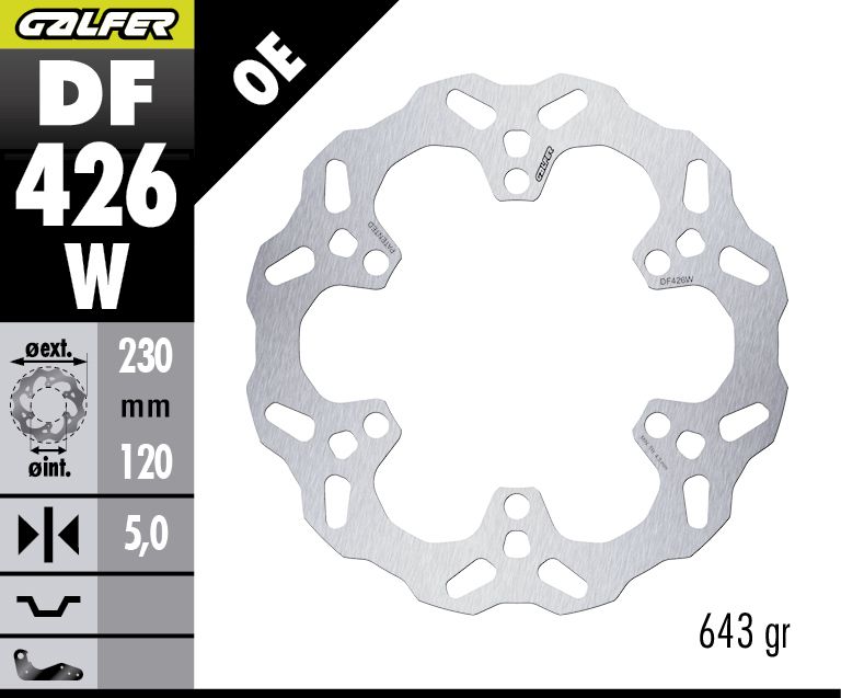 GALFER brzdový kotouč zadní KAWASAKI KLE 500 '26- (WAVE FIXED) (230X120X5MM)