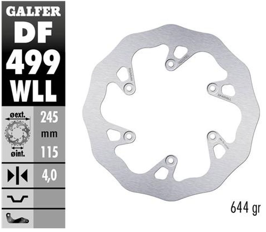 GALFER brzdový kotouč zadní YAMAHA YZ 125/250 02-17, YZF/WRF 250/426/450 02-15 WAVE (245X115X4mm)