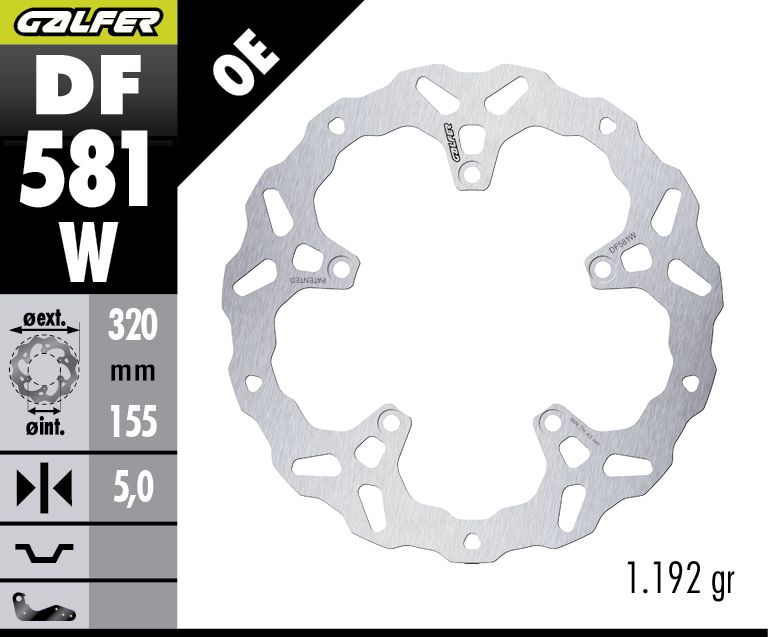 GALFER brzdový kotouč přední KTM 390 ADVENTURE X '25- (WAVE FIXED) (320X155X5MM)