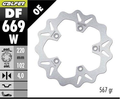 GALFER brzdový kotouč zadní APRILIA RS 125/250/457/660 92-24; RSV 1000 MILLE 98-00; RSV 1000 TUONO 02-; (WAVE FIXED) (220X102X5mm)