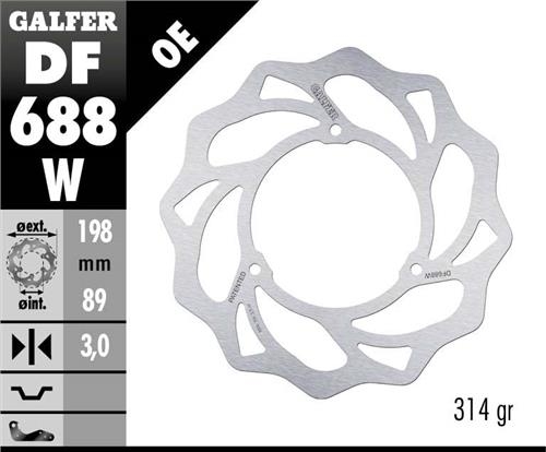 GALFER přední brzdový kotouč KTM SX 65 98-24; HUSQVARNA TC 65 17-24; GAS GAS MC 65 21-24 (198X89X3mm) (3X6,5mm) WAVE (GALFER přední brzdový kotouč)