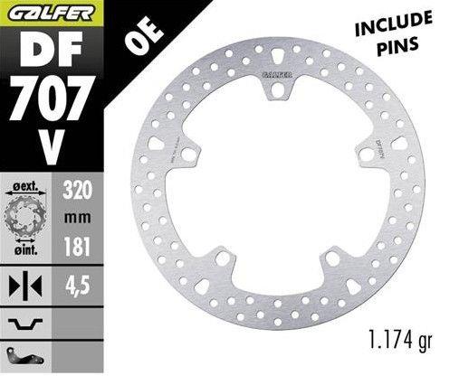 GALFER přední brzdový kotouč BMW F 800R/S/ST/GT 09-; F 900XR 20-; R 850R/RT 04; R 1100S 01-; R 1100/1500/1200/1250S/R/RT/S/ST/GS 01-; K 1200/1300/1600LT/GT/S/RS 02-; HUSQVARNA NUDA 900R 11- (ROUND DISC FIXED) (320X181X4,5mm)