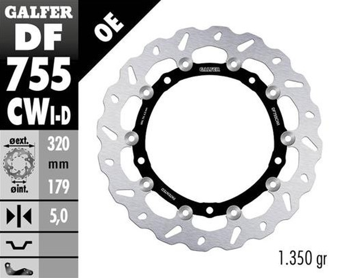 GALFER přední brzdový kotouč BMW S 1000R/RR/XR 09-22 (levá) (WAVE FLOATING) (320X179X5mm)
