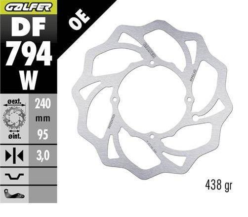 GALFER přední brzdový kotouč KTM SX 85 21-; HUSQVARNA TC 85 21-; GAS GAS MC 85 21- (240X95X3mm) WAWE (GALFER přední brzdový kotouč KTM SX 85 21-;)