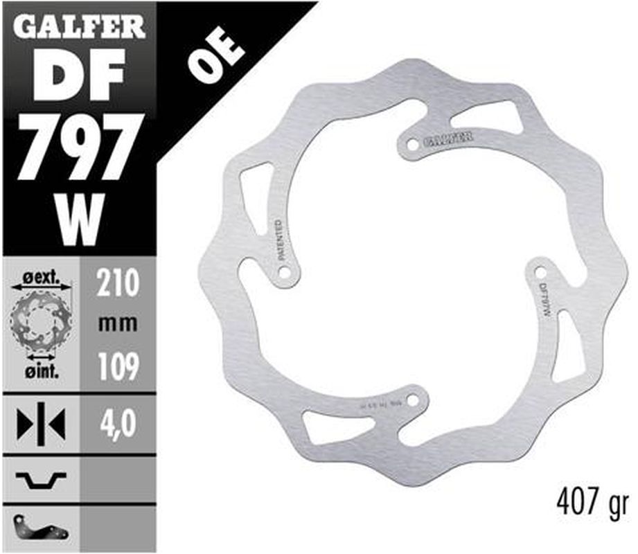 GALFER brzdový kotouč zadní KTM SX 85 11-20, SX 150 15-18, FREERIDE 250/350 13-, FREERIDE E 12-, WAVE (210X106X4mm) (GALFER brzdový kotouč zadní KTM)