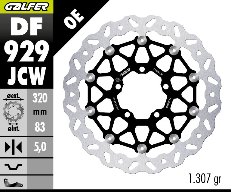 GALFER front brake disc TRIUMPH TIGER 850 '24; TIGER 900 '20-'24; TIGER 1200 '20-'24; SPEED TRIPLE 1050/1200 '18-'24; ROCKET 3 2500 '20-'24 (WAVE FLOATING) (3200X83X5MM)