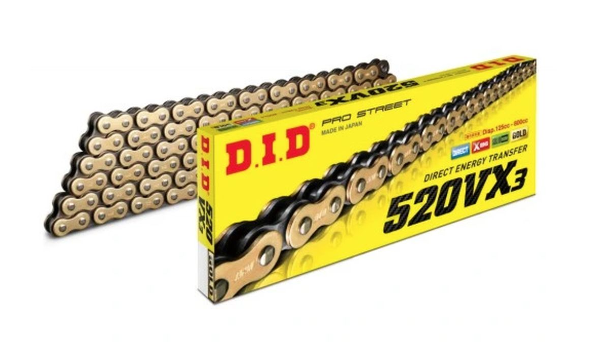 DID drive chain 520VX3GB-122 (122 articles) X-RING golden disconnected + buckle (DID520VX3G&B-122)