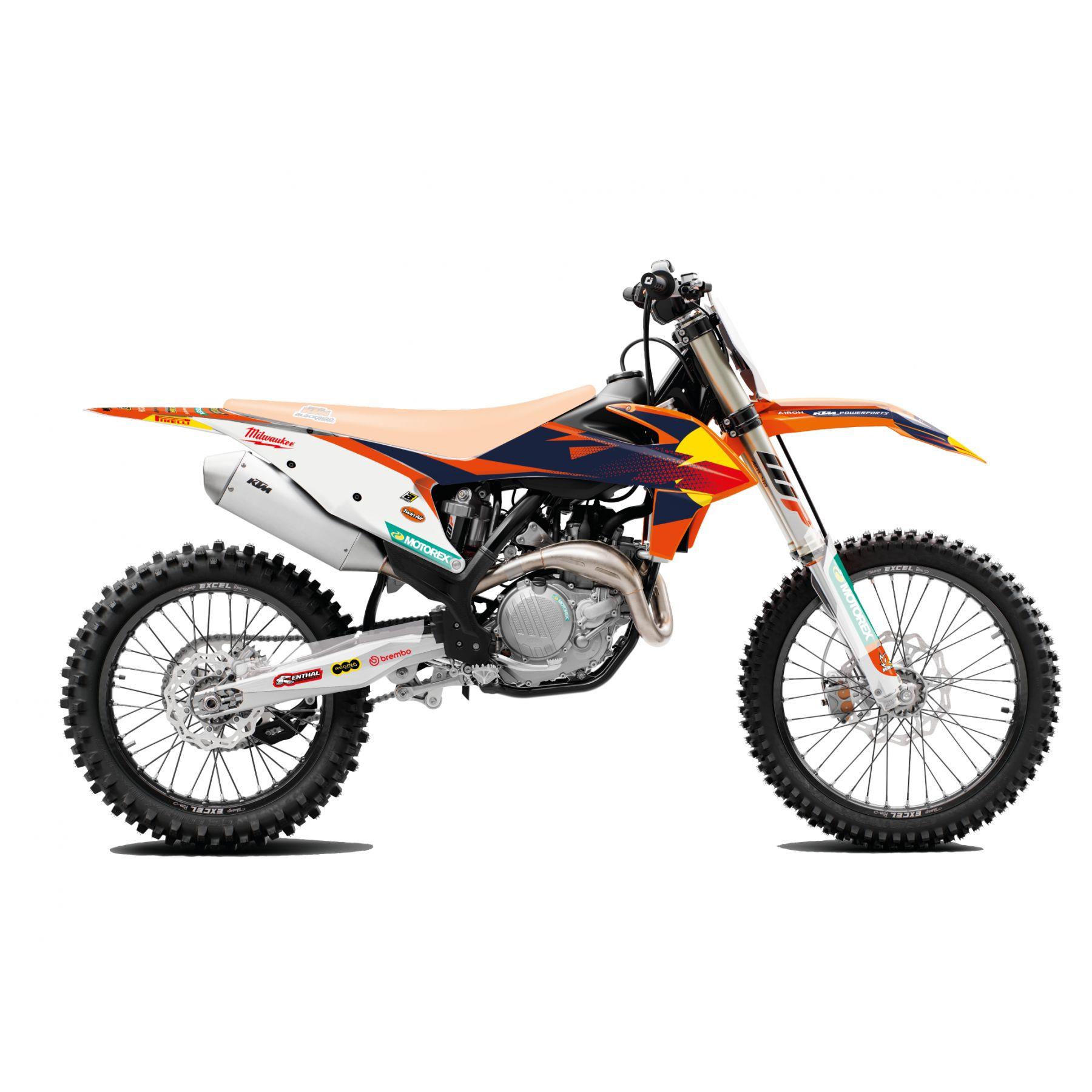 BLACKBIRD sada samolepek (dýhy) KTM SX/SX-F 19-22, EXC/EXC-F 20-23 REPLICA KTM FACTORY MXGP KTM barva oranžová černá (BLACKBIRD sada samolepek (dýhy))