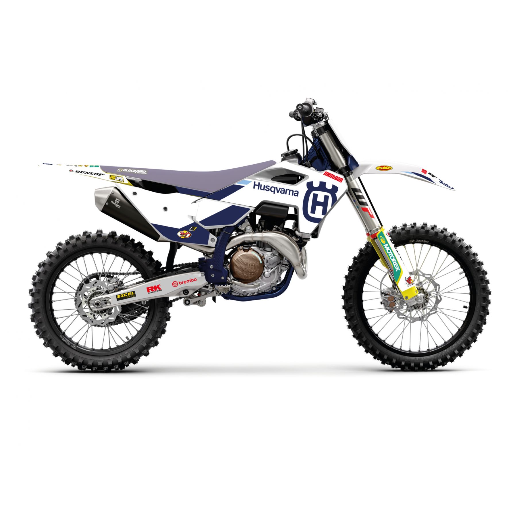 BLACKBIRD sada samolepek (dýhy) HUSQVARNA TC/FC 23-24; TE/FE 24-25 (TC/FC ALL MODELS 23-24) REPLICA HUSQVARNA FACTORY MXGP barva bílá