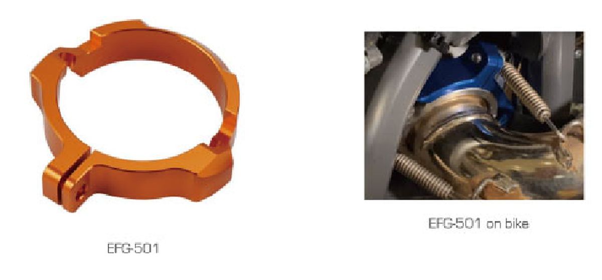 ACCEL zesílení (příruba) výstupu výfuku KTM SX/XC/XC-W 250/300 17-23, HUSQVARNA TC/TE/TX 250/300 17-23, GAS GAS EC 250/300 21-23 barva světle modrá