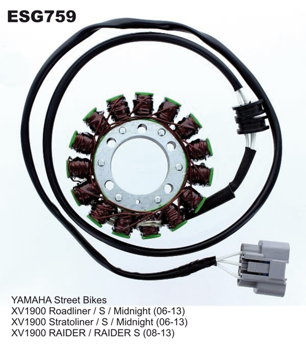 ELECTROSPORT alternator winding (stator) YAMAHA xv 1900 roadliner / stratoliner / midnight (06-13) (ESG759)