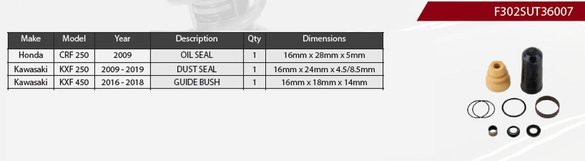 Central (rear) shock absorber repair kit SHOWA F302SUT36007
