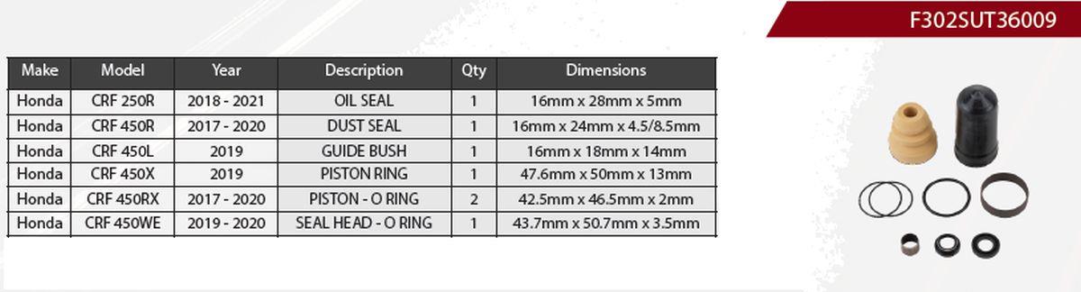 Central (rear) shock absorber repair kit SHOWA F302SUT36009