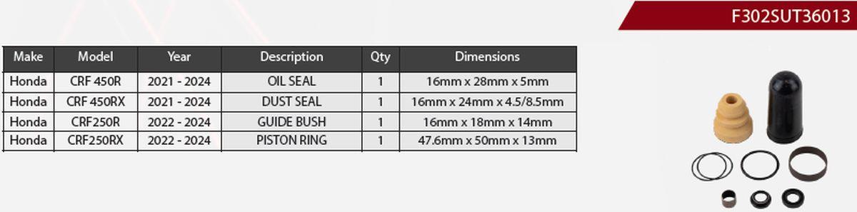 Central (rear) shock absorber repair kit SHOWA F302SUT36013